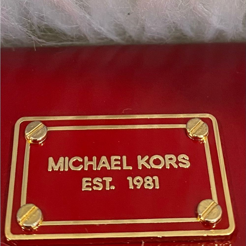 Michael Kors Glossy Red Wristlet with Gold Accents - Picture 7 of 8